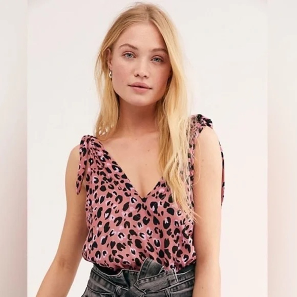 NWT Free People Pink Animal Print Bodysuit Size XS